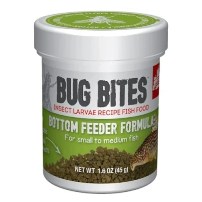 Abbildung von Fluval Bug Bites Fischfutter, mit Insektenlarven, für am Boden fressende Fische, sinkendes Granulat, 1,4 2mm, 45g