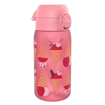 Abbildung von Ion8 Kinder Trinkflasche, 350ml, Auslaufsicher, Einhandöffnung, Sichere Verriegelung, Spülmaschinenfest, BPA frei, Tragegriff, Klappdeckel, Leicht zu Reinigen, Klimaneutral, Eiscreme Design