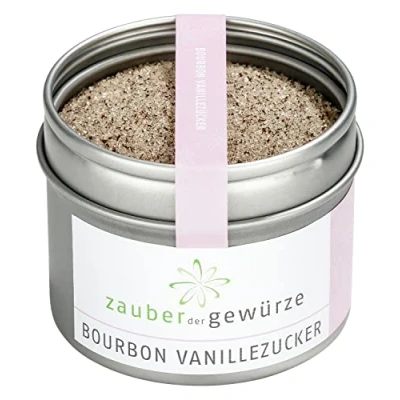 Abbildung von Zauber der Gewürze Bourbon Vanillezucker Vanille Zucker mit echter Madagaskar &amp; Rohrzucker, Spitzenqualität für Dessert Gebäck, in wiederverschließbarer Dose, 100 g