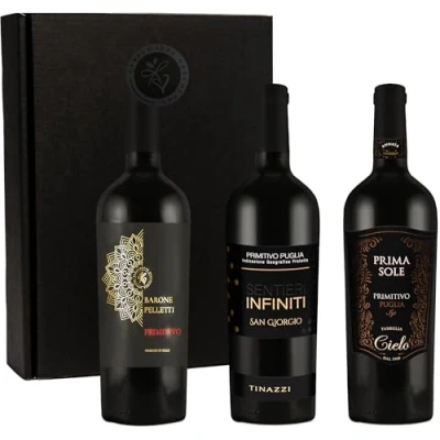 Abbildung von Geschenkset Primitivo 3 hochwertige italienische Rotweine aus Apulien Weingeschenk für Genießer