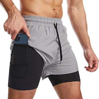 Abbildung von Danfiki Laufshorts Herren Kurze Sporthose Kurz mit Tasche Laufhose Kurzmit Taschen Hosen Fitness