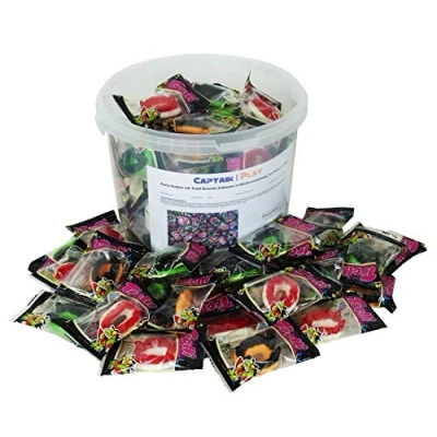 Abbildung von CAPTAIN PLAY Halloween Candy Trolli Dracula Gebisse Zähne aus Fruchtgummi in Einzelverpackung 67 Stück Süßigkeiten