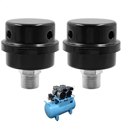 Abbildung von Luftkompressor Druckluft Ansaugfilter Schalldämpfer Filter 2 Stück Metall Gewindeanschluss Kompressor Schwarz Luftfilter 20 mm Gewinde (1/2 Zoll PT mm)