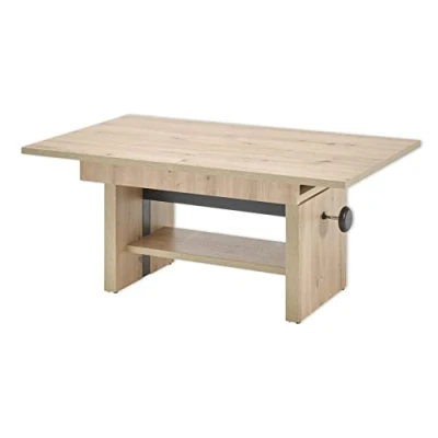 Abbildung von EVENT Couchtisch höhenverstellbar &amp; ausziehbar in Artisan Eiche Optik praktischer Sofatisch mit Ablage für Ihren Wohnbereich 110 x 48 65 cm (B/H/T)