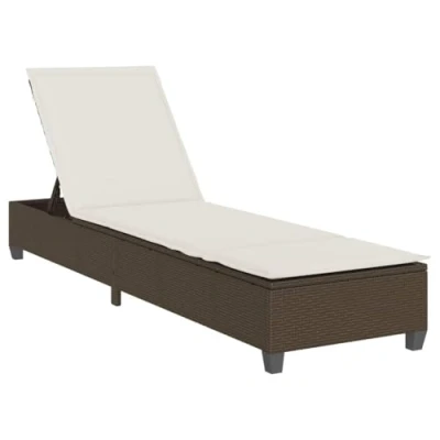 Abbildung von vidaXL Sonnenliege mit Auflagen Braun 55x200x25,5cm Poly Rattan, Gartenliege, Sonnenbett, Chaiselongue, Relaxliege, Tagesbett, Lounge Bett, Gartenbett