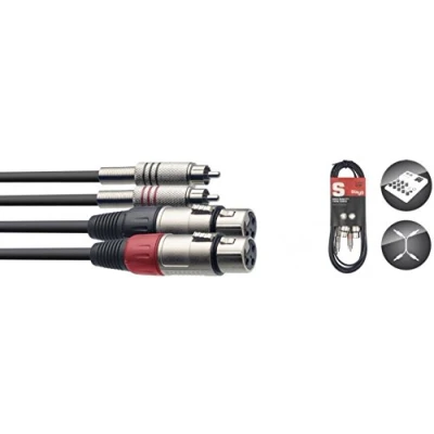 Abbildung von Stagg Twin Kabel 2x Cinch RCA zu XLR Buchse 60cm Audio