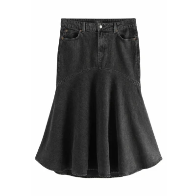 Abbildung von Next Fishtail Maxirock, Damen, Größe: 38, Washed black