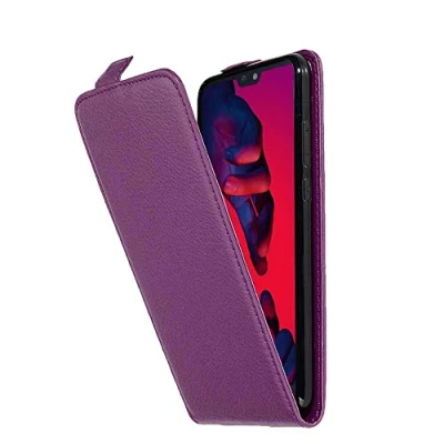 Abbildung von Cadorabo Hülle kompatibel mit Huawei P20 PRO / Plus Flip Design aus Premium Kunst Leder Klappbare Stoßfeste Magnetische Cover für Tasche in Lila