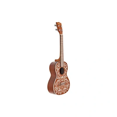 Abbildung von Kala Mandy Harvey Learn to Play Tenor Ukulele Starter Kit, Satin Mahagoni Beinhaltet Online Lektionen, Clip on Tuner, gepolsterten Gigbag mit individuellem Artwork und Booklet (KALA LTP MH), Weiß