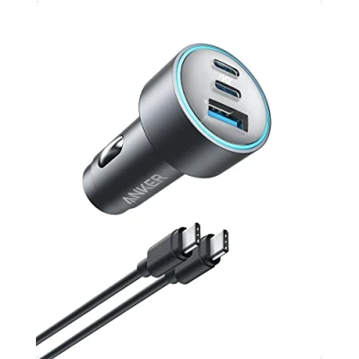 Abbildung von Anker USB C 535 Car Charger, 67W KFZ Ladegerät, Auto Schnellladegerät mit 3 Anschlüssen, PIQ 3.0 für iPhone 16/15/15 Plus/15 Pro/15 Pro Max, Galaxy S23, MacBook Pro, iPad Air (inkl. Kabel)