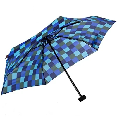 Abbildung von EuroSCHIRM Taschenregenschirm &quot;Dainty, Karo blau grün&quot;, kariert, besonders leicht, super flach und extra klein