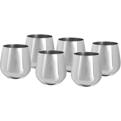 Abbildung von Echtwerk Weingläser, 6 tlg Rotweingläser, Trinkbecher aus Edelstahl, Unzerbrechliche Trinkgläser, Bruchsichere Gläser, Silber Edition, 500 ml