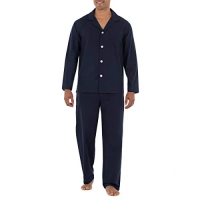 Abbildung von Fruit of the Loom Herren Langärmliges Pyjama Set aus breitem Stoff Pyjamaset, Navy, X Large