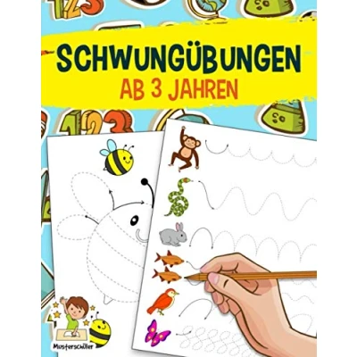 Abbildung von Schwungübungen ab 3 Jahren: das große Übungsheft zur Förderung der Feinmotorik, Konzentration und Hand Augen Koordination Für den Kindergarten Vorschule Vorbereitung auf Schreiben Lernen