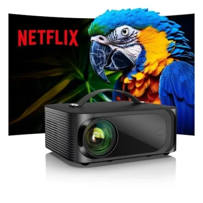 Abbildung von Beamer 4K【Official Netflix &amp; Dolby Audio】 26000LM Remote Focus/6D Trapezkorrektur WiFi6 Bluetooth Smart Full HD 1080P, ONOAYO Unterstützt 4K Video Heimkino/Outdoor Handy Projektor