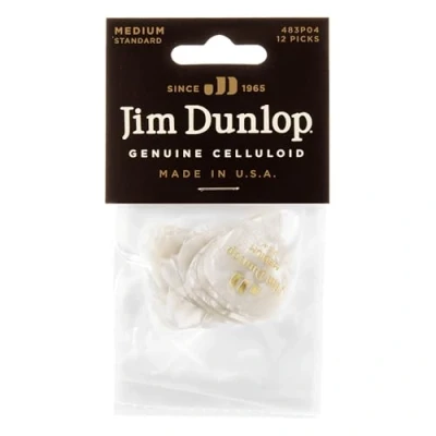 Abbildung von JIM DUNLOP Plektrum Genuine Celluloid Classic, 12 Stück, Perlweiß, Medium