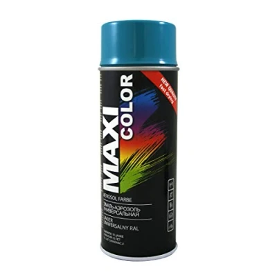 Abbildung von Maxi Color NEW QUALITY Sprühlack Lackspray Glanz 400ml Universelle spray Nitro zellulose Farbe schnell trocknender Sprühfarbe (RAL 5021 wasserblau glänzend)