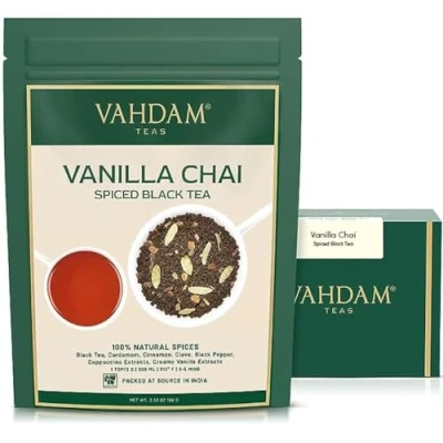 Abbildung von VAHDAM, Vanilla Chai Spiced Black Tea (100g) Masala Tee Köstliche Vanille Mischung, Gewürzter Loose Blatt Latte