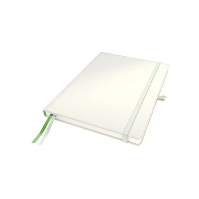 Abbildung von Leitz Complete Qualitäts Notizbuch A4 kariert, 160 Seiten, 80 Blatt, Hardcover Mit hochwertigem Einband, 100 g/m² Papier, Gummizugverschluss, Textilbänder, Stiftelasche, Tasche, Weiß, 44710001