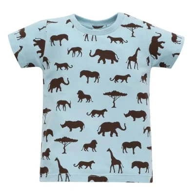 Abbildung von Pinokio T Shirt Safari, 95% Cotton 5% Elastane, blau, Afrikamuster, Jungen 74 122 (98)