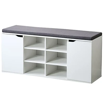 Abbildung von Kesper Schuhschrank mit Sitzkissen, weiß grauem 110 x 36 15