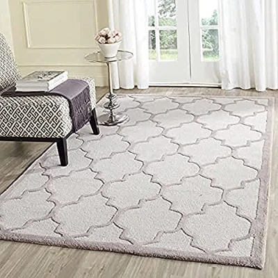 Abbildung von SAFAVIEH Geometrisch Teppich für Wohnzimmer, Esszimmer, Schlafzimmer Cambridge Collection, Kurzer Flor, Elfenbein und Beige, 183 X 274 cm