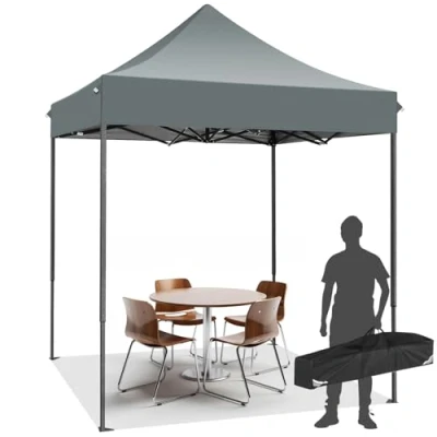 Abbildung von COBIZI 2x2M Faltpavillon Pavillon Wasserdicht Stabil Winterfest, Einfach Aufzubauendes Kommerzielles Hochleistungszelt, UV Schutz 50+ 3 Höhenverstellbar, Partyzelt mit Tragetasche, Grau