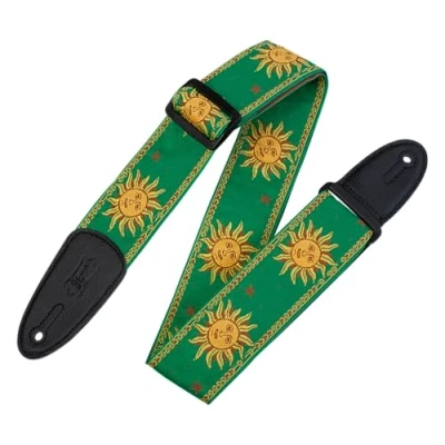Abbildung von Levy&#039;s MPJG Sun GRN Gitarrengurt Jacquard Weave Leather Back &amp; Ends 2&quot; Design Green