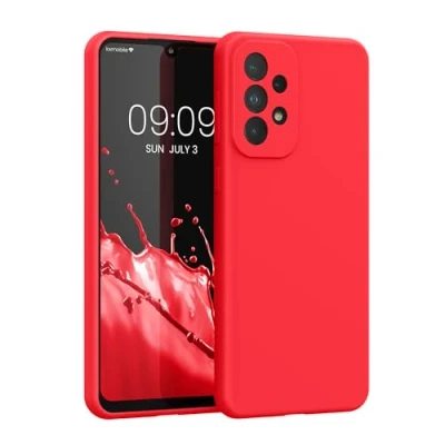 Abbildung von kwmobile Hülle kompatibel mit Samsung Galaxy A33 5G Silikon Handy Case Handyhülle weiche Oberfläche kabelloses Laden Awesome Pink