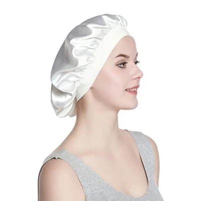 Abbildung von Alnorm Sleep Cap FÜR Krauses Haar Mädchen Luxus Satin Bonnet Weiß