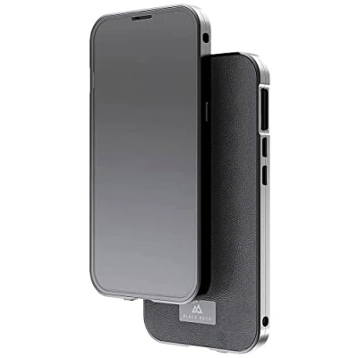 Abbildung von Black Rock Hülle 360 Grad Glass Case Passend für Apple iPhone 14 I Leder Handyhülle, Rückseite (Transparent mit schwarzem Rahmen)