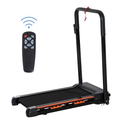 Abbildung von HOMCOM Laufband mit LCD Display, 1 6 Km/h, Stahl, Schwarz (Set, tlg., Faltbares Fitnessgerät), 105L x 56B 108.5H cm