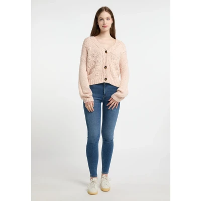 Abbildung von DREIMASTER Vintage Damen Cardigan mit Knöpfen M/L / Hellrosa 100% Polyacryl