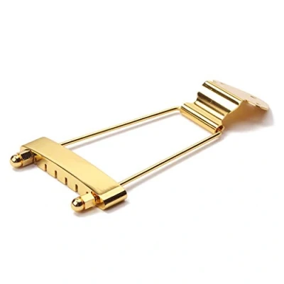 Abbildung von Alnicov 6 saitige Gitarren Trapez Saitenhalter Steg für Jazz Archtop Gitarre, Ersatz Gold