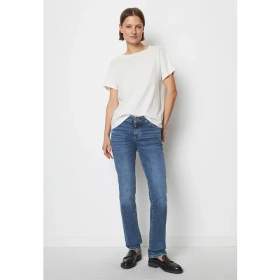 Abbildung von Marc O&#039;Polo Damen B01210051117 T Shirt Mit Dezentem Print, Supersoftes Oberteil Aus Bio Baumwolle, Kurzarmshirt Für Frauen, Weiß, S EU