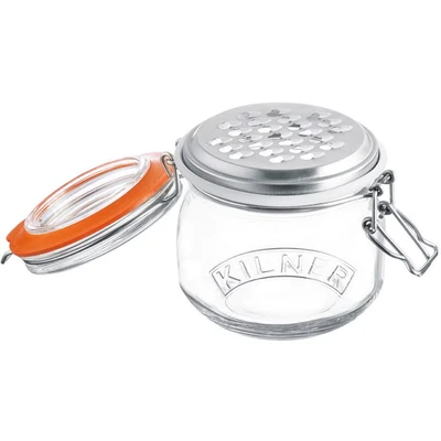 Abbildung von KILNER Käsereibe, (1 Glas mit Deckel u. Bügelverschluss, Aufsatz Reibe Gummiring), Inhalt 0,5 Liter