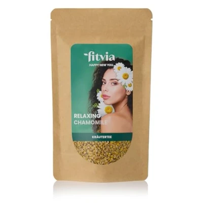 Abbildung von fitvia Kräutertee &quot;Relaxing Chamomile&quot;: loser Tee, Kamillentee echte Blüten, ohne Zuckerzusatz, 100g