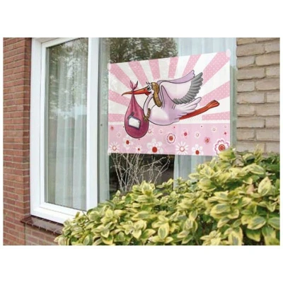 Abbildung von Fensterflagge Storch Mädchen