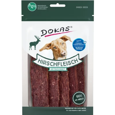 Abbildung von Dokas Hirschfleisch getrocknet Premium Hundeleckerlis 12x 70g Multipack