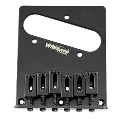 Abbildung von Wilkinson M Series 52,5mm Telecaster Brücke Bridge 6 Moderne Saitenreiter Steg für Tele Style E Gitarre, Schwarz