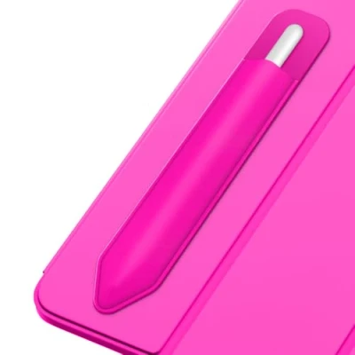 Abbildung von MoKo Stift Hülle Kompatibel mit Apple Pencil Pro/Pencil (USB C)/Pencil 1/2, Elastische Schutzhülle Selbstklebender zur Befestigung an iPad für Stylus Stifte, Pitaya Rot