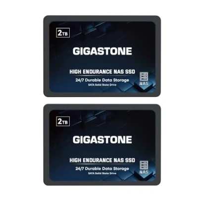 Abbildung von Gigastone NAS SSD 2TB Enterprise Festplatte (2er Pack) TLC Hohe Dauerhaltbarkeit Server für 24/7 Dauerbetrieb Systeme RAID 2,5 Zoll SATA III Internes Festkörper Laufwerk Caching