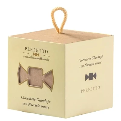 Abbildung von Antica Torroneria Piemontese Perfetto Praline Cioccolato Gianduja con Nocciole intere (Nougat mit ganzen Haselnüssen) 100g Cubo Premium Geschenk