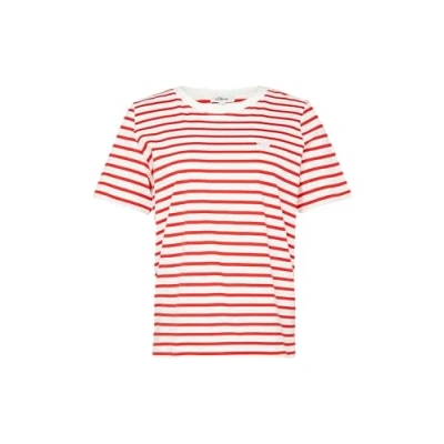 Abbildung von s.Oliver Gestreiftes MIT Herzstickerei Tshirt print, Damen, Größe: 42, Preiselbeere