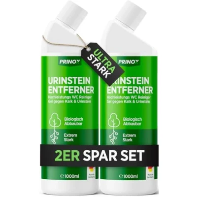 Abbildung von PRINOX® 2x Urinsteinentferner EXTRA STARK 1000ml Profi Urinstein &amp; Kalkentferner Konzentrat Extrem kraftvoller Urinsteinlöser WC Reiniger mit Schräghals