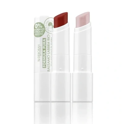 Abbildung von Deborah Milano Formula Pura Set Feuchtigkeitsspendender Lippenbalsam BIO Farbe 07 Peach und Color 01 Transparent, ohne Duftstoffe, Silikon, SPF 10, für weiche genährte Lippen