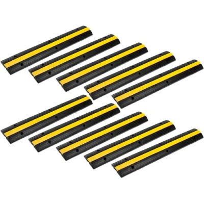 Abbildung von 10x Pronomic Protector 1 100N Kabelbrücke Kanal mit Steckverbindung 100 x 15 3 cm Kabelkanal aus Kunststoff für Versanstaltungen Kabel Überfahrschutz Boden Schwarz/Gelb