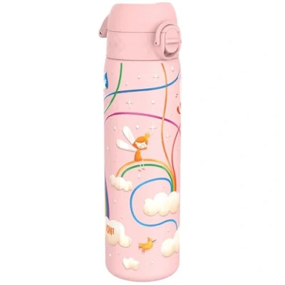 Abbildung von Ion8 Stahl Trinkflasche, 600 ml, Auslaufsicher, Einhandöffnung, Sichere Verriegelung, Spülmaschinenfest, Klappdeckel, Tragegriff, Leicht zu Reinigen, Langlebig, Feen Design