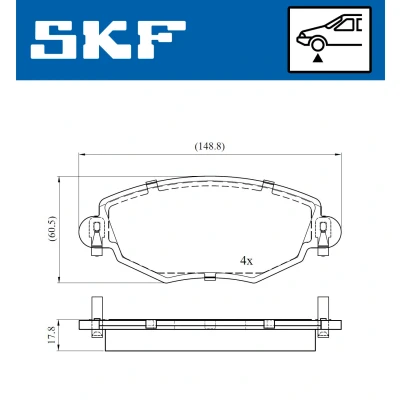 Abbildung von SKF VKBP 80390 Bremsbelagsatz nicht für Verschleißwarnanzeiger vorbereitet FORD: MONDEO 3