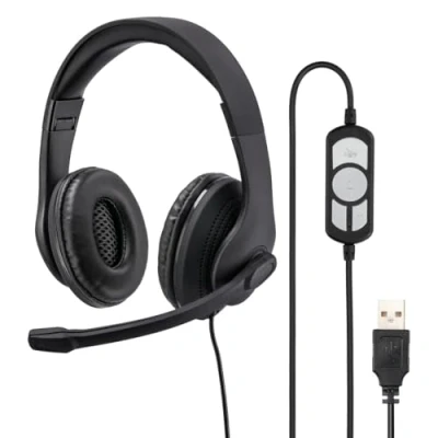 Abbildung von Hama PC Office Headset &quot;HS USB300&quot;, Stereo, Schwarz Gaming (flexibles Bügelmikrofon, Lautstärkeregler)